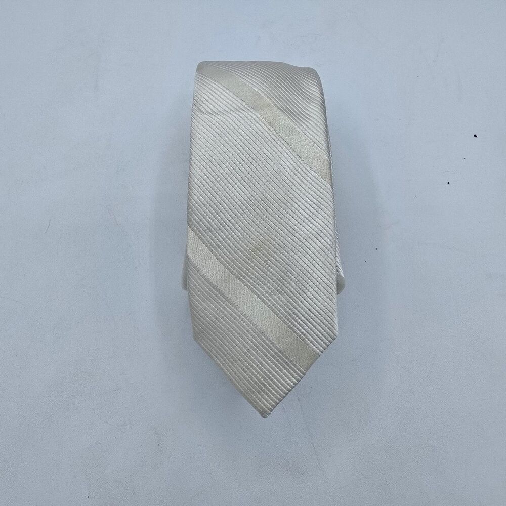 Express Design Studio Men's 100% Silk Necktie Tie Striped Black White 58x2 In